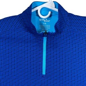 Birdie Bound Mens Blue Golf Tee Print Quarter Zip Pullover‎ Jacket Large NEW